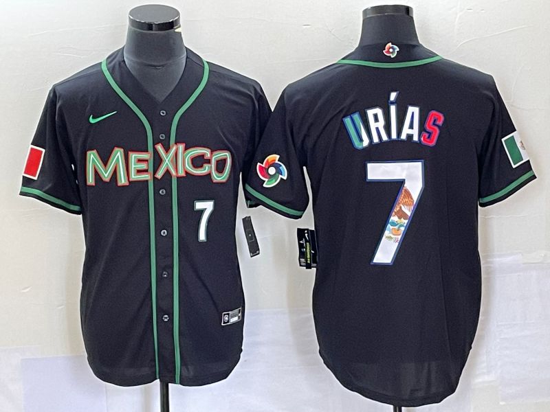 Men 2023 World Cub Mexico #7 Urias Black white Nike MLB Jersey7->more jerseys->MLB Jersey